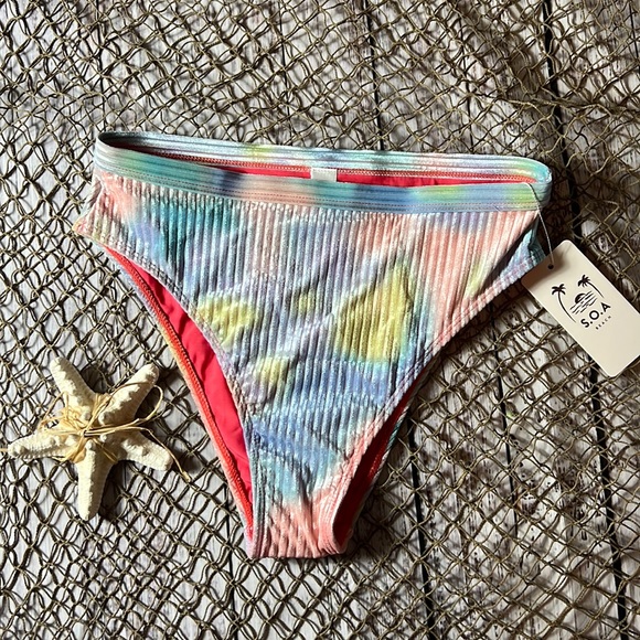 NWT s.o.a.beach High waisted bikini bottom super soft size medium - Picture 2 of 5